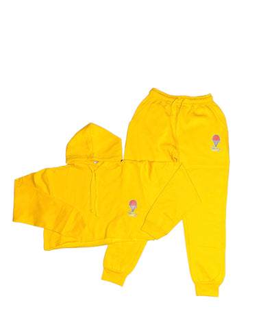 Yellow Ice cream Crop Top set
