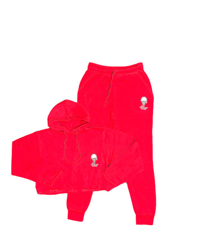 Red Ice Cream Crop Top set